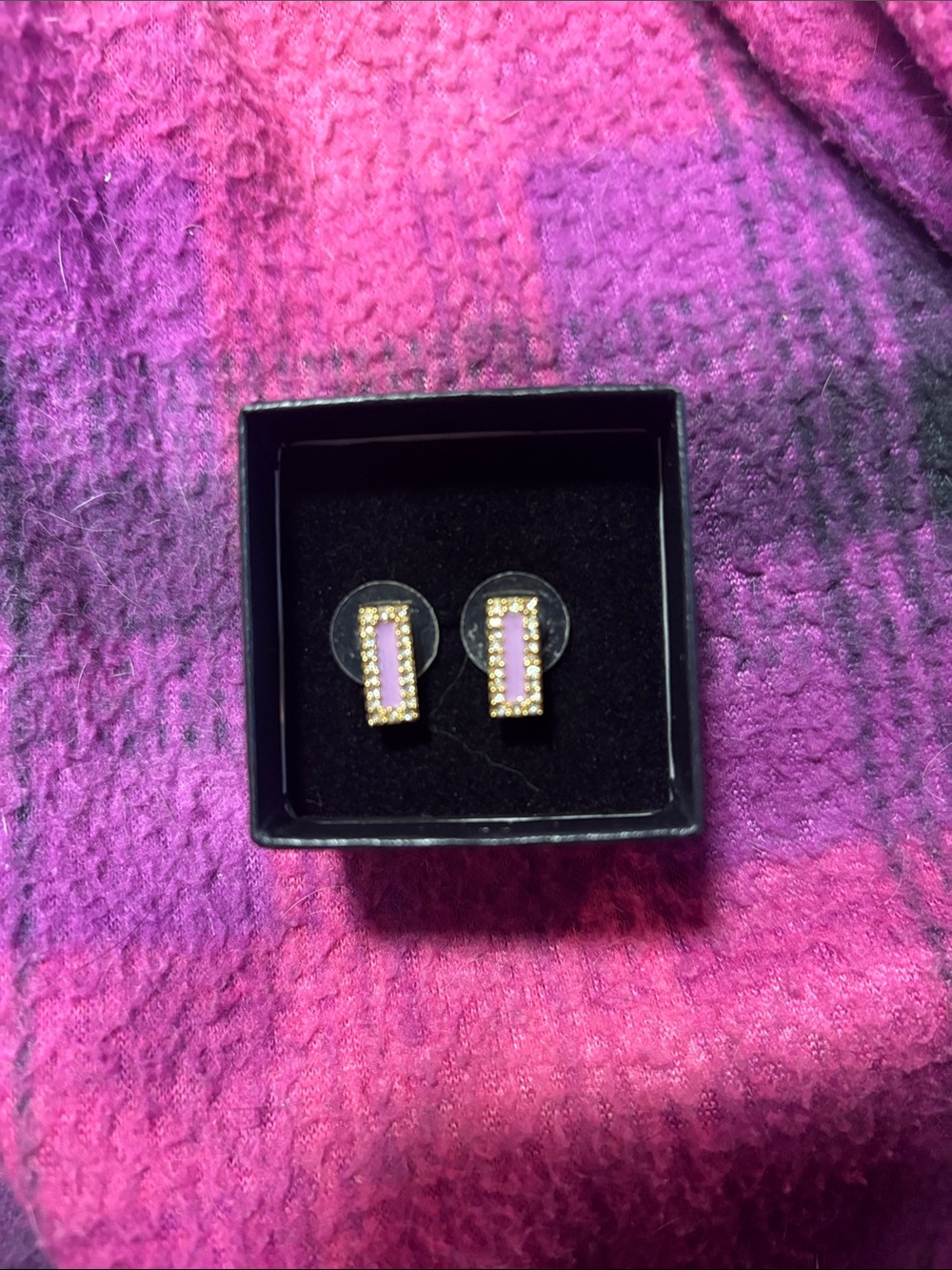 kate spade Gold-Edged Purple Rectangular Stud Earrings